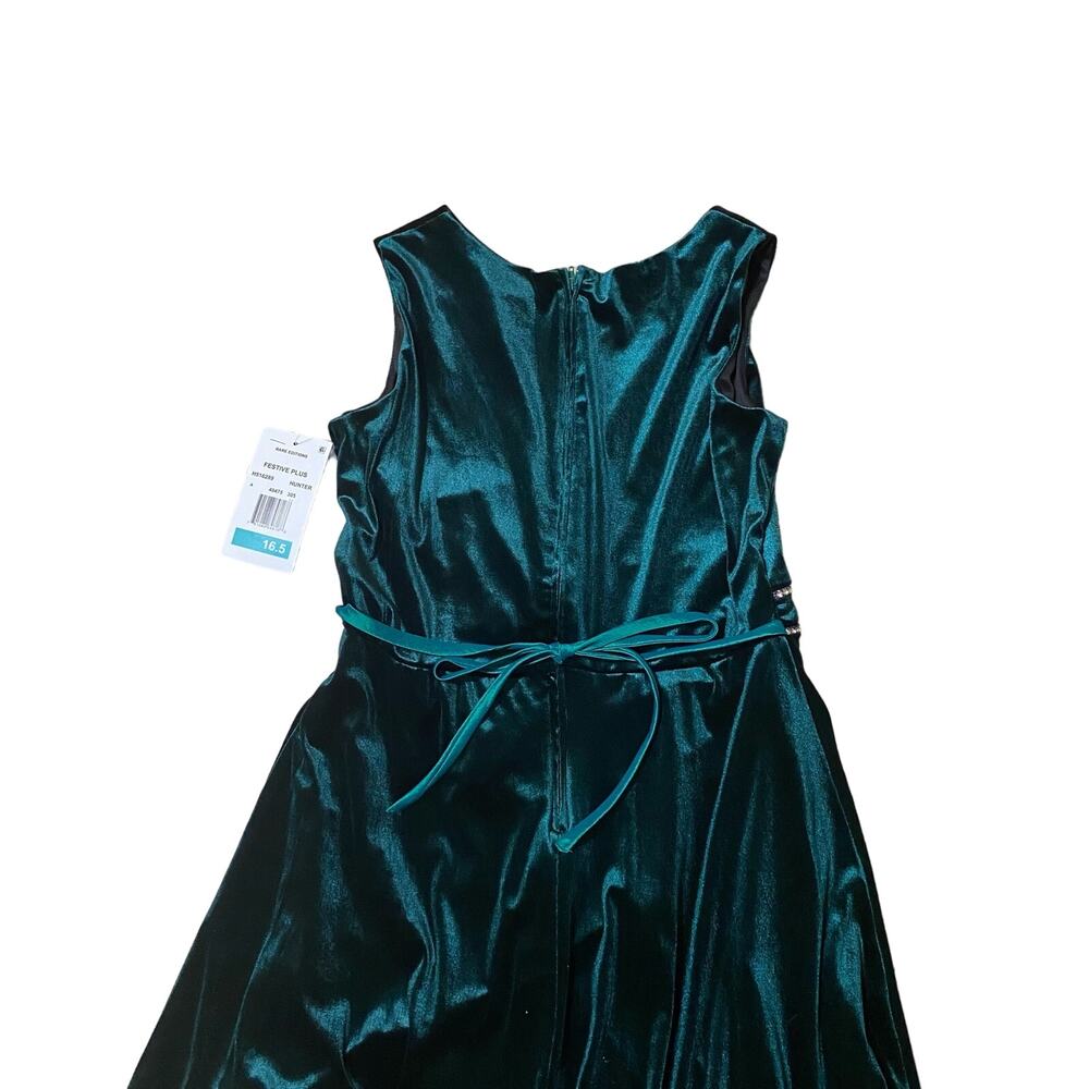 Rare Editions Hunter Green Velvet Sleeveless A-Line Midi Dress Plus sz 16.5 NWTs - Picture 3 of 10